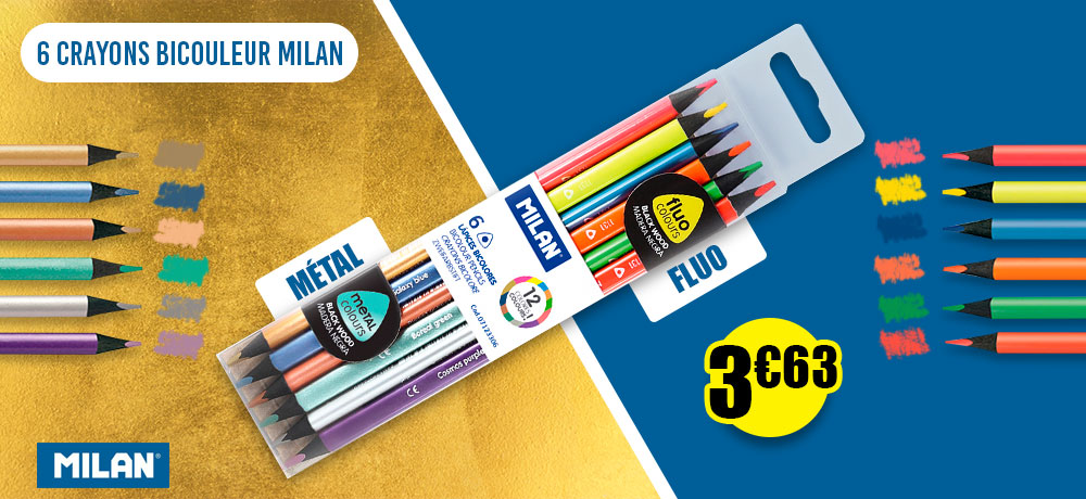 6-Crayons-bicouleur-MILAN-12-couleurs-fluo-metal