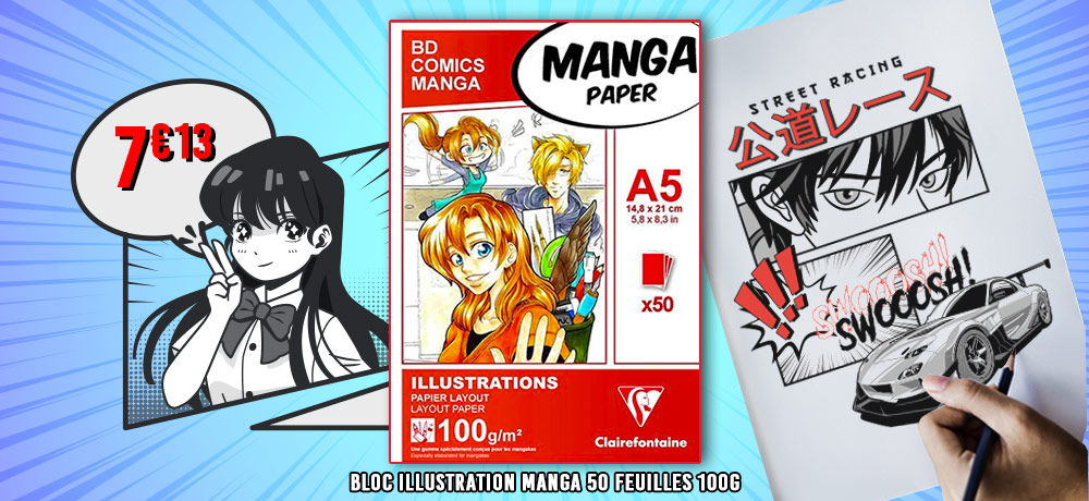 Bloc-illustration-manga-CLAIREFONTAINE-A5-50-feuilles-100g