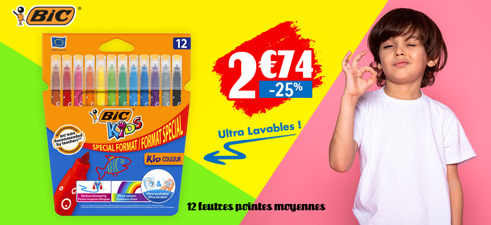 12-feutres-pointe-moyenne-ultra-lavable-bic-kid-couleur-promo