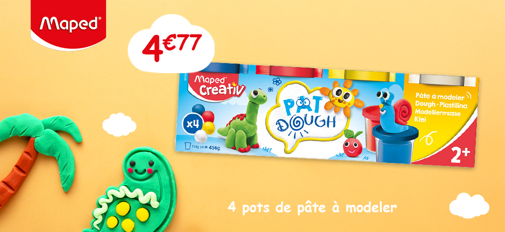 maped-creativ-4-pots-de-pate-a-modeler-pat'dough-couleurs-classiques
